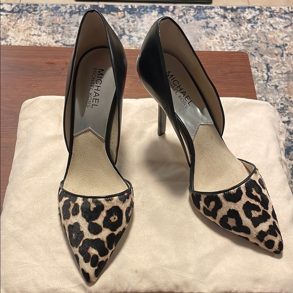 Michael Kors Black and Leopard Print Heels